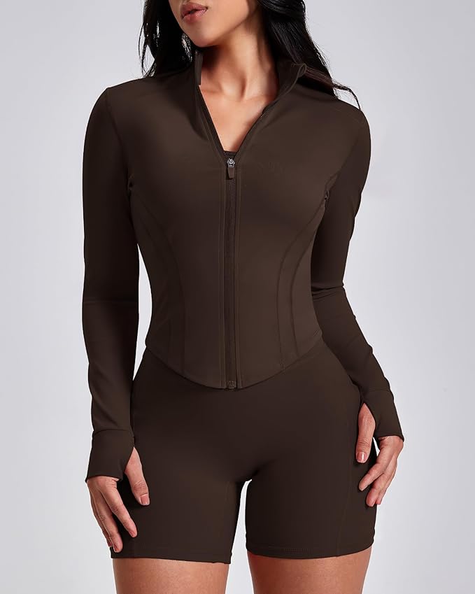 GYM RAINBOW Workout Jackets for Woman Lightweight Athletic Full Zip Running Jacket BBL Cropped Jackets Slim With Thumb Holes