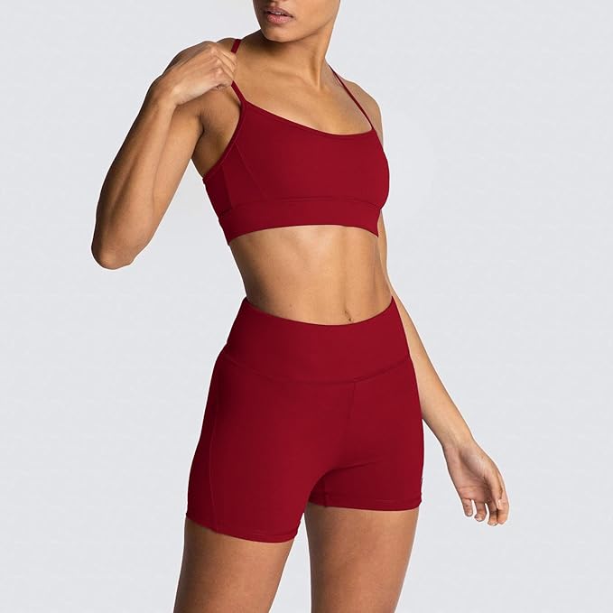 IMEKIS Women's Workout Sets 2 Piece Yoga Outfit High Waisted Biker Shorts Leggings Sports Bra Gym Fitness Clothes Tracksuit