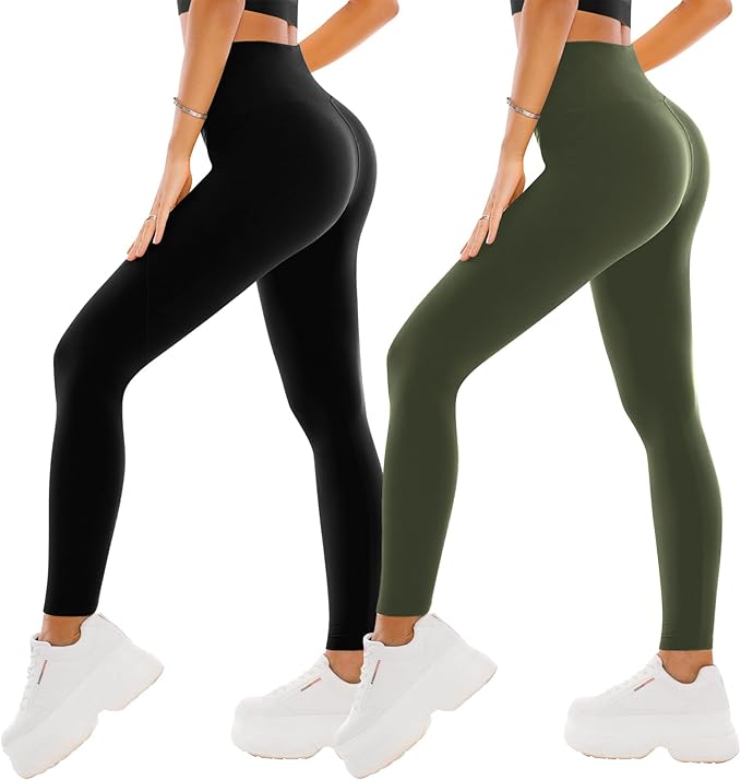 SINOPHANT High Waisted Leggings for Women - 2 Packs Buttery Soft Yoga Pants for Workout Athletic