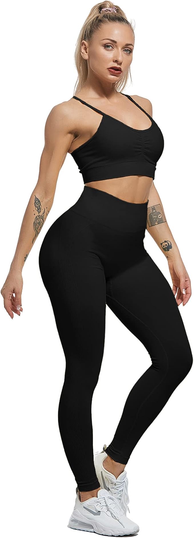 CHRLEISURE Workout Leggings Sets for Women, Gym Scrunch Butt Butt Lifting Seamless Leggings 3 Piece