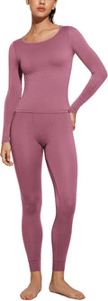 CRZ YOGA Soft Thermal Underwear Sets for Women Lightweight Long Johns Base Layer Pajamas Warm Top Bottom