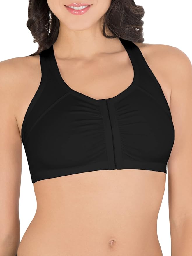 Fruit of the Loom Women's 96014PK Comfort Cotton Blend Front Close Sports Bra 2 Pack