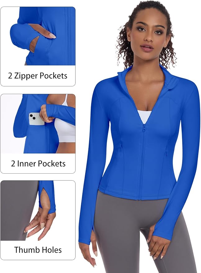 VUTRU Womens Workout Yoga Jacket Lightweight Zip Up Athletic Jacket Lightweight Cropped Jacekt with Pockets