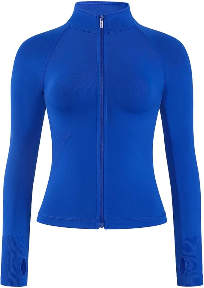 AUROLA Influence Athletic Workout Jacket for Women, Lightweight Slim Fit Full Zip Running Yoga Sports Jacket with Thumb Holes