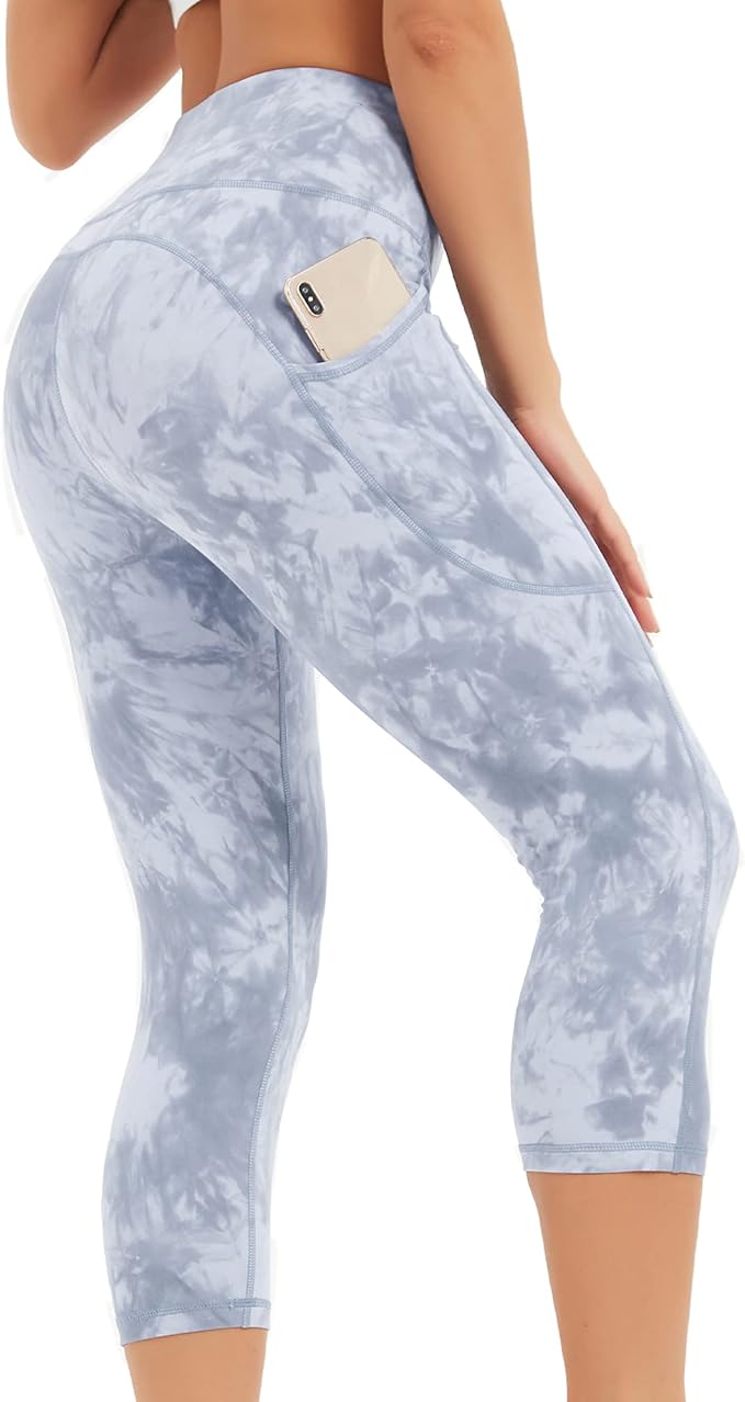 Stelle Women's Capri Yoga Pants with Pockets Essential High Waisted Leggings for Workout