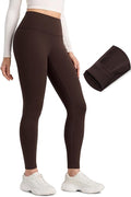 CRZ YOGA Matte Thermal Fleece Lined Leggings 28'' - Casual Lounge Workout Womens Yoga Full Length Pants Winter Warm
