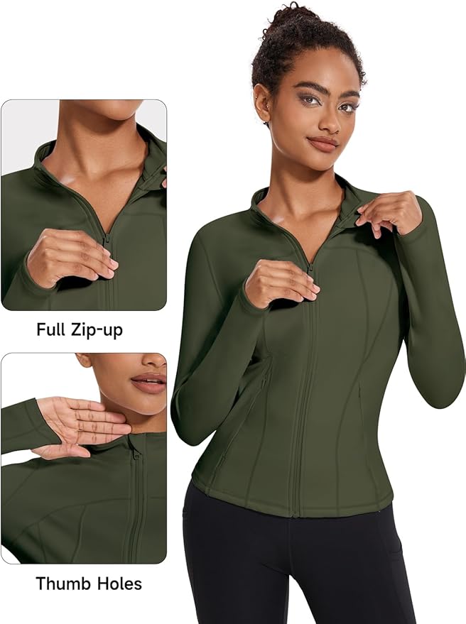 VUTRU Womens Workout Yoga Jacket Lightweight Zip Up Athletic Jacket Lightweight Cropped Jacekt with Pockets