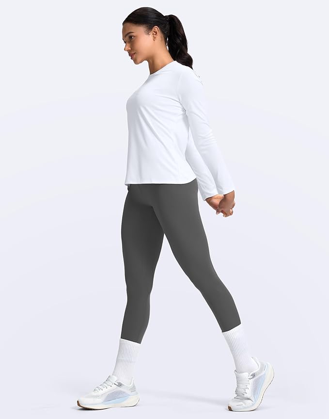 SANTINY Women's Lightweight Long Sleeve Workout Tops Split Back Gym Running Hiking Athletic Shirt Quick Dry UPF 50+ Sun Shirt