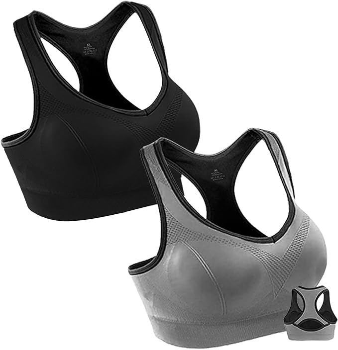 Double Couple Women Racerback Sports Bras for Women High Impact Workout Yoga Gym Fitness Bra