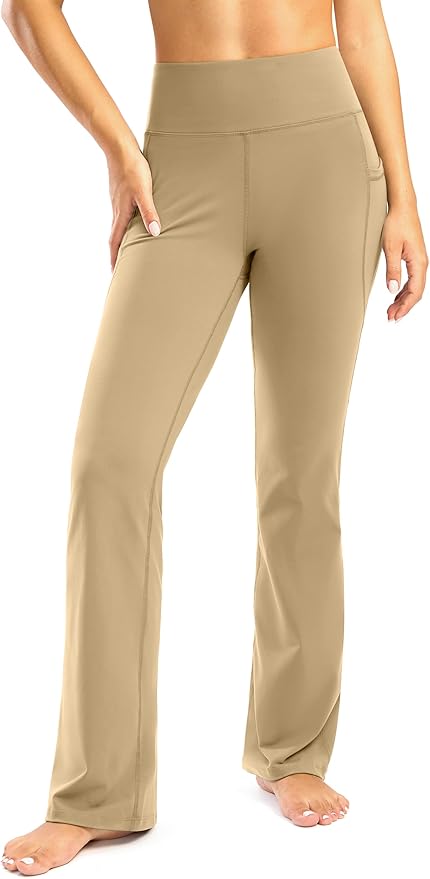 28"/30"/32"/34" Inseam Women's Bootcut Yoga Pants Long Bootleg High-Waisted Flare Pants with Pockets