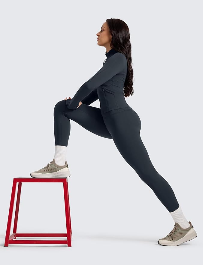CRZ YOGA Matte Thermal Fleece Lined Leggings 28'' - Casual Lounge Workout Womens Yoga Full Length Pants Winter Warm