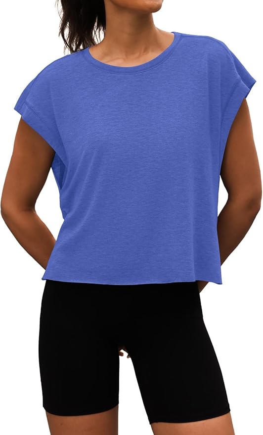 Women Open Back Workout Shirts Short Sleeve Tops Casual Yoga Y2k Athletic Gym Running Crop Tees