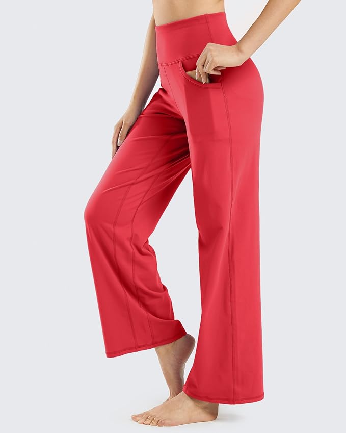 Promover Wide Leg Pants Woman Yoga Pants with Pockets Stretch Loose Casual Lounge Sweatpants Petite/Regular/Tall