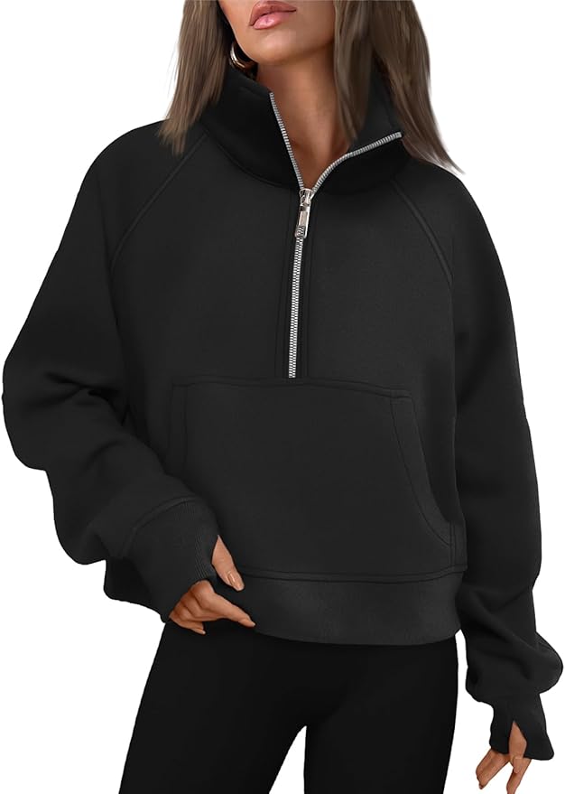 AUTOMET Womens Sweatshirts Half Zip Cropped Pullover Fleece Quarter Zipper Hoodies 2026 Fall Fashion Outfits Clothes