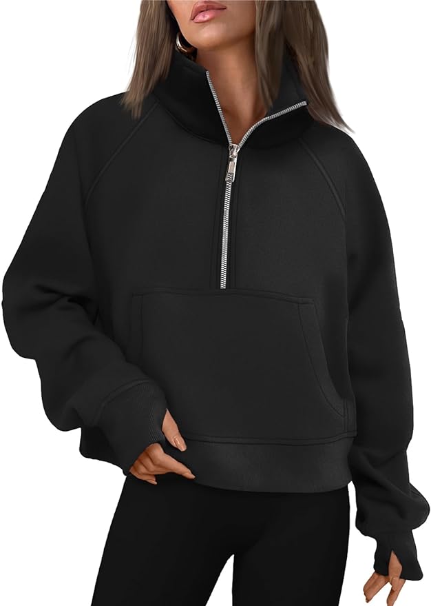 AUTOMET Womens Sweatshirts Half Zip Cropped Pullover Fleece Quarter Zipper Hoodies 2026 Fall Fashion Outfits Clothes