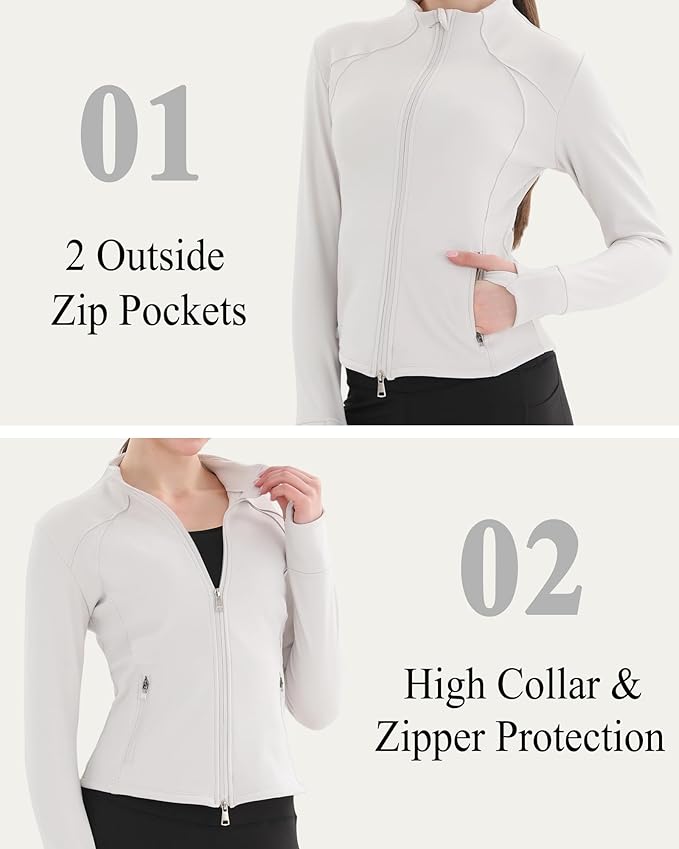 Women's Thermal Yoga Jacket - Thick Warm Full Zip Long Sleeve for Running Gym, Fleece Lined for Cold Weather Winter