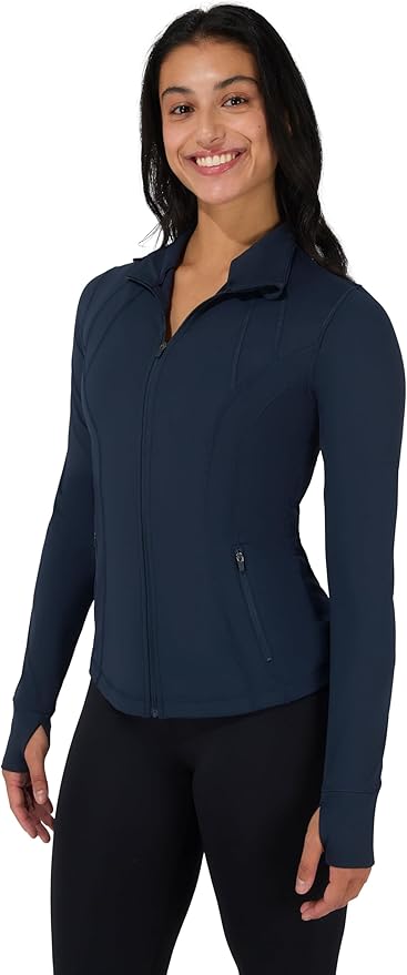 90 Degree By Reflex Full Zip Running Track Jacket Lightweight Athletic Slim Fit Jacket with Thumbholes