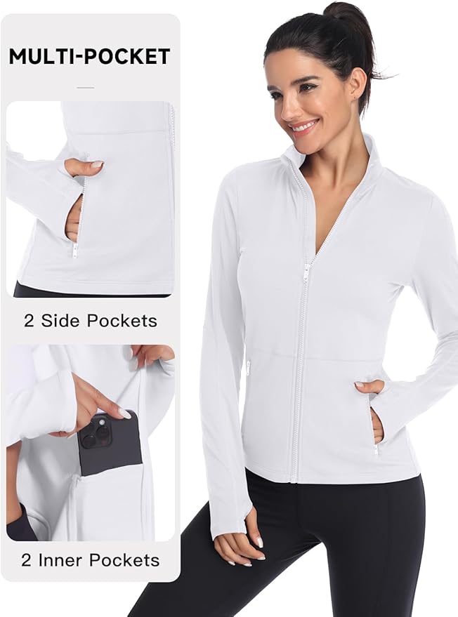 VUTRU Women's Workout Yoga Jacket Full Zip Running Track Jacket Fleece Athletic Jacket
