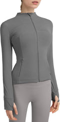 Locachy Women's Slim Fit Full Zip Athletic Running Sports Workout Jacket with Thumb Holes