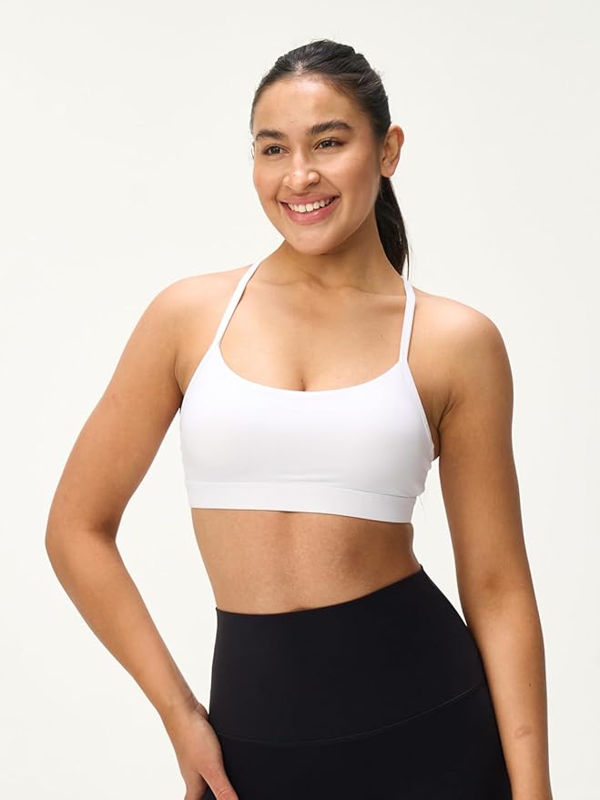 Womens Y Back Padded Sports Bra Strappy U Neck Butter Soft Low Impact Workout Bras Yoga Pilates Walking