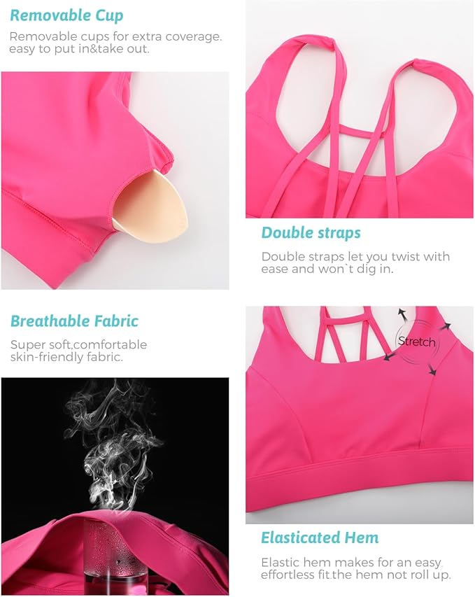 RUNNING GIRL Sports Bras for Women,Padded Sports Bra Tank Top Sexy Crisscross Back High Impact Longline Workout Yoga Bra
