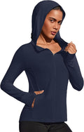 PINSPARK Women's UPF 50+ Sun Protection Hoodie Jacket Lightweight Full Zip Athletic Jacket Long Sleeve Shirt with Pockets