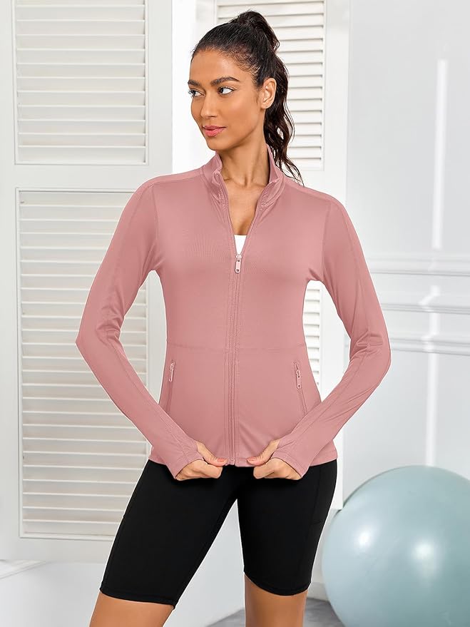 VUTRU Women's Workout Yoga Jacket Full Zip Running Athletic Track Jacket