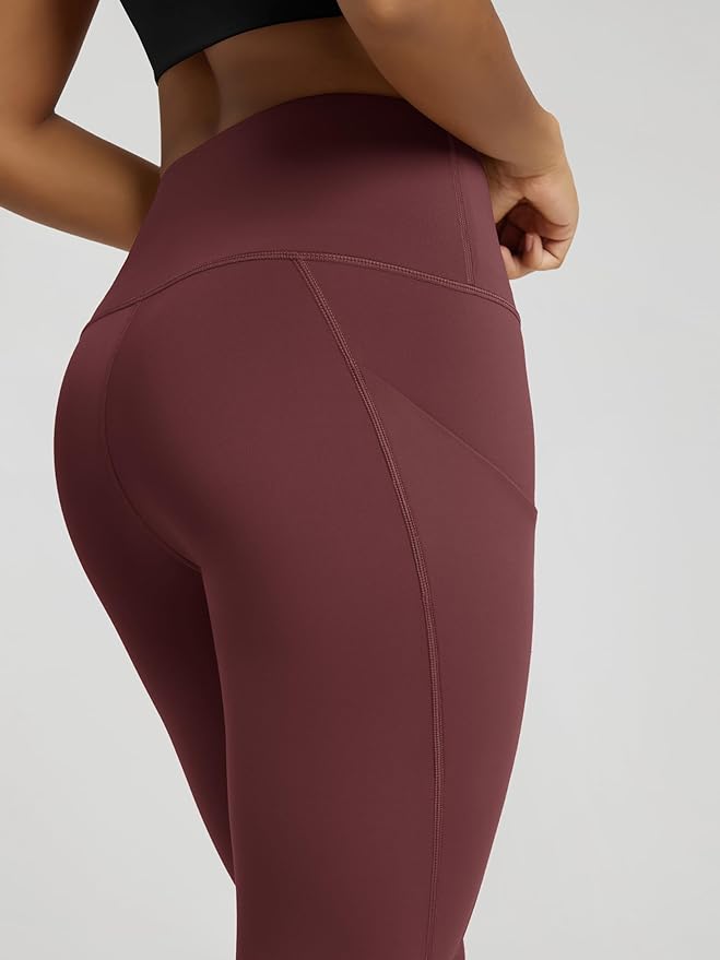 ODODOS Women's High Waisted Yoga Capris with Pockets, Tummy Control Non See Through Workout Athletic Running Capri Leggings