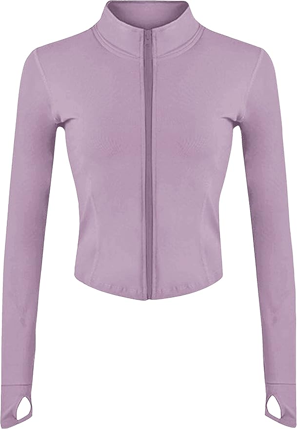Tanming Women's Full Zip Seamless Workout Jacket Running Yoga Slim Fit Track Jacket