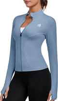 Women's Full Zip Workout Jacket Lightweight Running Slim Fit Athletic Jackets With Thumb Holes