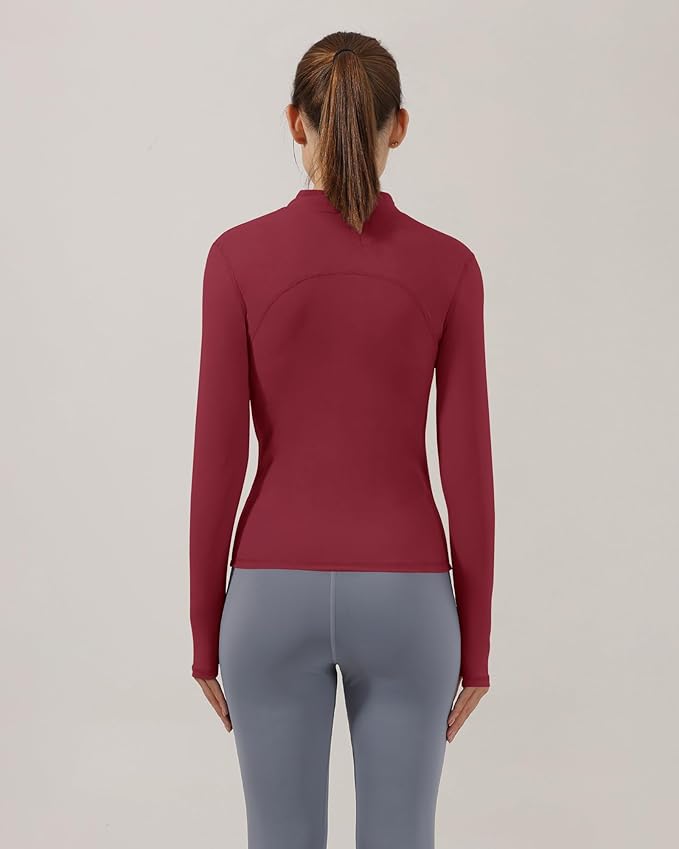 Locachy Women's Slim Fit Full Zip Athletic Running Sports Workout Jacket with Thumb Holes