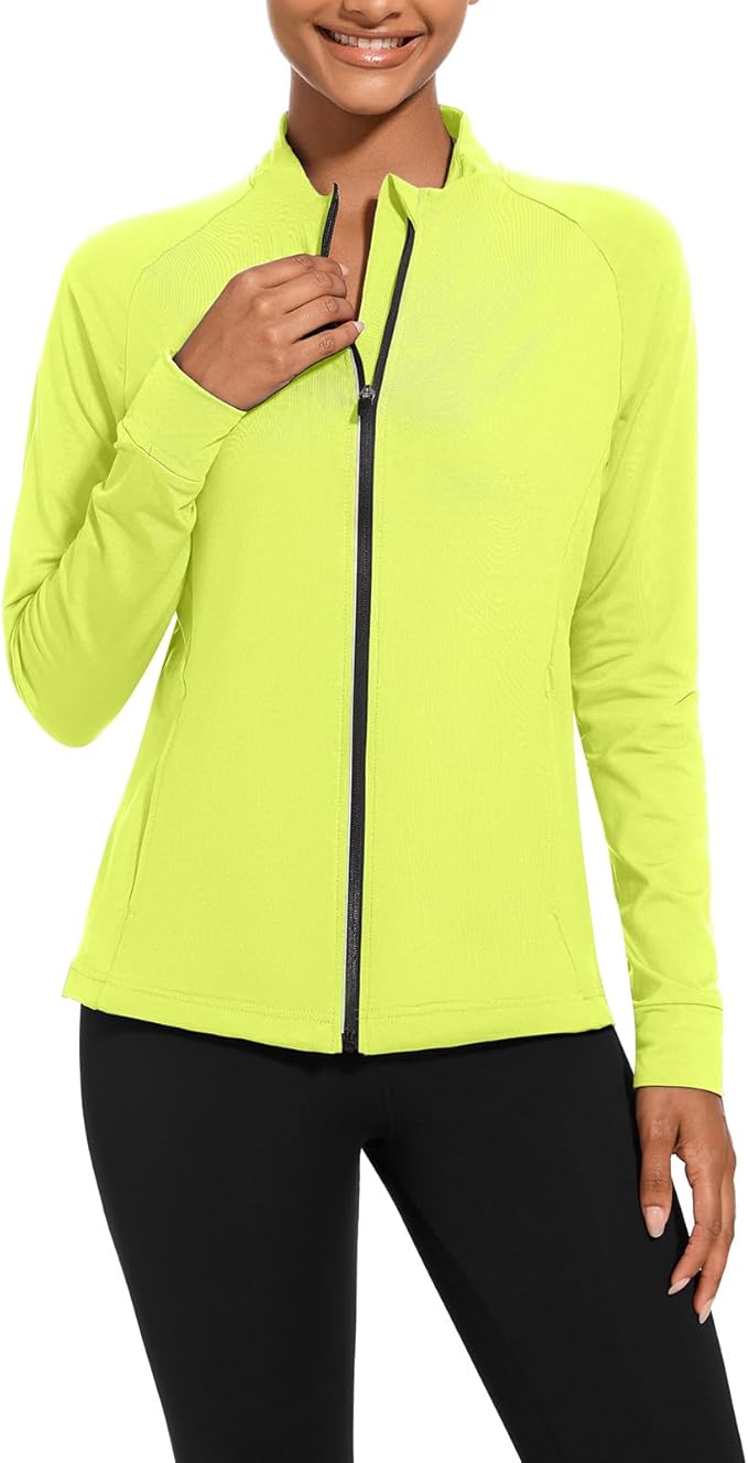 bpbtti Women's Polar Fleece Zip Up Workout Jackets with Pockets Slim Fit Cottony Soft Jacket for Running Athletic Yoga