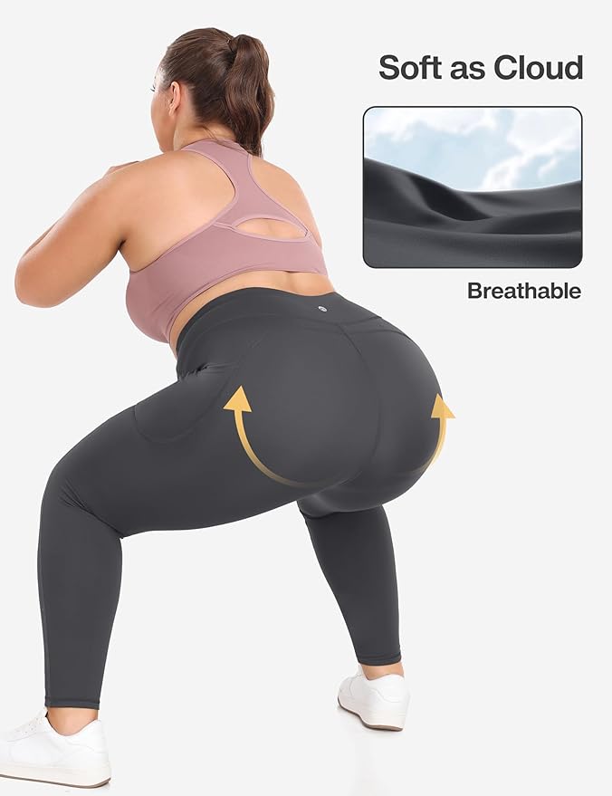 Heathyoga X-6XL Plus Size Leggings for Women with Pockets Tummy Control Plus Size Yoga Pants High Waist Workout Clothes