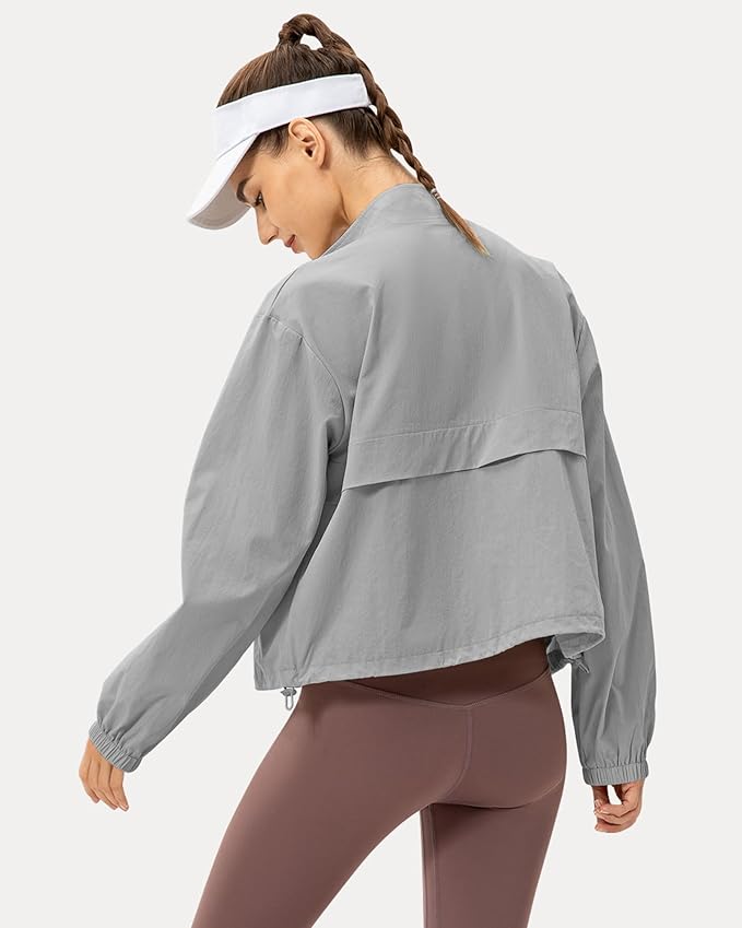 Locachy Women's Lightweight Zip Up Athletic Jacket Stand Collar Windproof Sun Protection Workout Outdoor Jacket