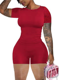 chicyes Lounge 2 Piece Sets For Women Summer Gym Two Piece Outfits Workout Plus Size Set Matching Shorts Clothes