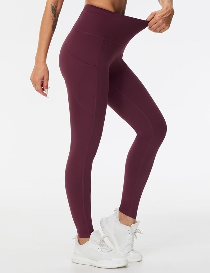 THE GYM PEOPLE Thick High Waist Yoga Pants with Pockets, Tummy Control Workout Running Yoga Leggings for Women