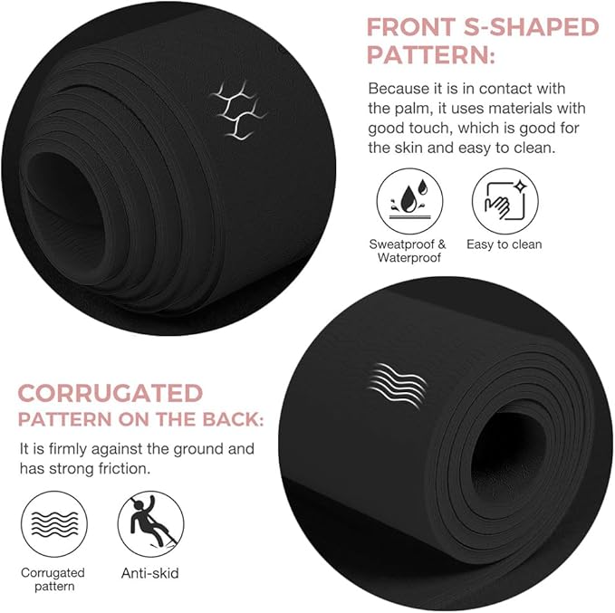 Gruper Yoga Mat Non Slip TPE Extra Wide Yoga Mat with Alignment Mark, 72"L x 32"W x 0.32"/0.24"Th (183cm x 80cm x 8mm/6mm), Anti-Tear Exercise Mat with Carrying Strap and Bag, Workout Mats for Yoga, Pilates