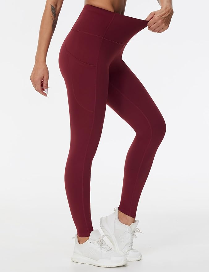 THE GYM PEOPLE Thick High Waist Yoga Pants with Pockets, Tummy Control Workout Running Yoga Leggings for Women