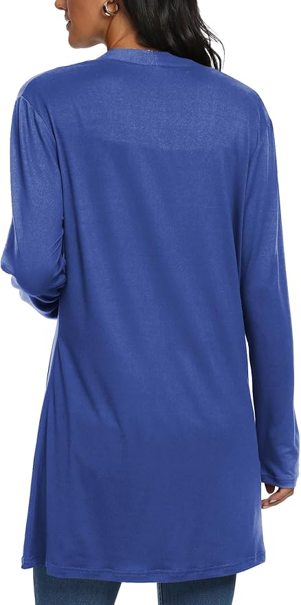Womens Casual Lightweight with Pocketes Long Sleeve Open Front Cardigan