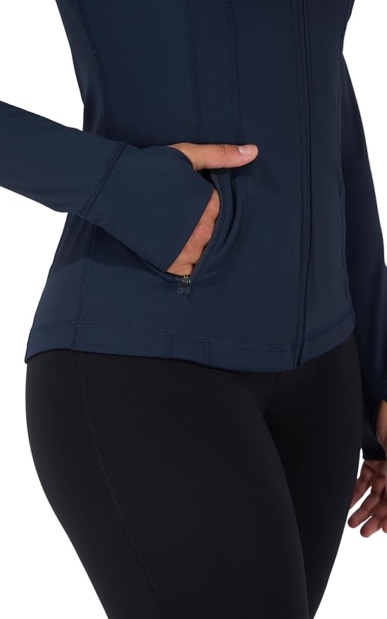 90 Degree By Reflex Full Zip Running Track Jacket Lightweight Athletic Slim Fit Jacket with Thumbholes