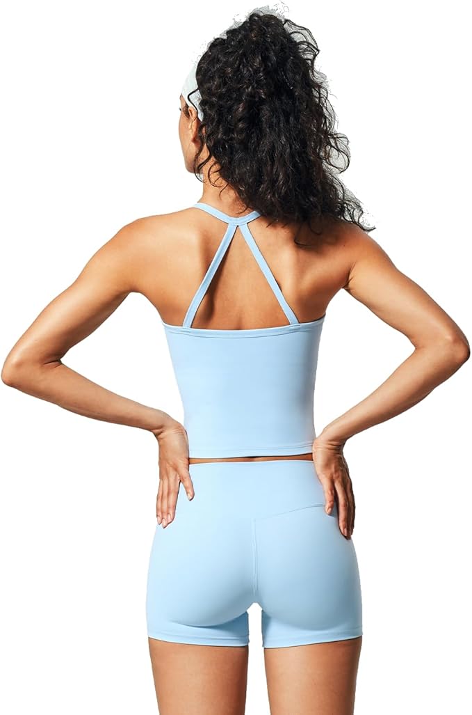 JNINTH Padded Sports Bra Tank Workout Sets for Women Matching High Waist Shorts Gym Yoga Active Wear Outfits
