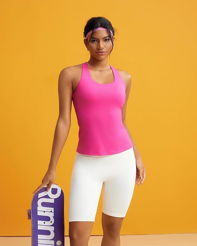 RUNNING GIRL Tank top with Built in Bra for Women,Compression Shirts Crisscross Back Workout Yoga Tops