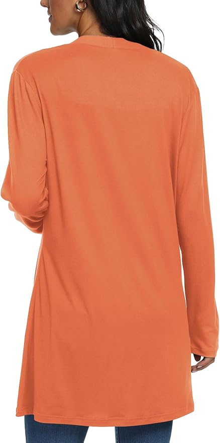 Womens Casual Lightweight with Pocketes Long Sleeve Open Front Cardigan