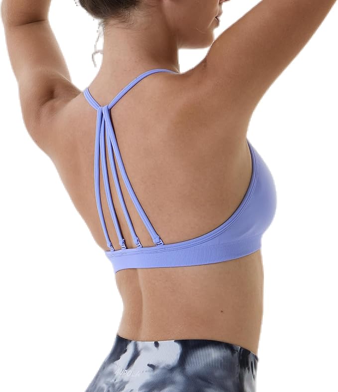 AUROLA Mercury Workout Sports Bras Women Athletic Removable Padded Backless Strapy Minimal Crop Top