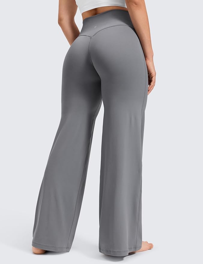 CRZ YOGA Softretch No Front Seam Wide Leg Pants 28''/ 30''/ 32" for Women - High Waist Yoga Lounge Buttery Soft Comfy Casual
