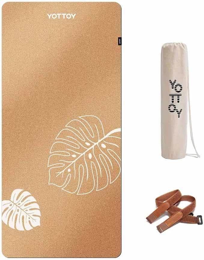 YOTTOY Yoga Mat,Non-Slip Hot Yoga Mat with Anti-Tear Design and Friendly Natural Rubber Mat with Strap and Bag
