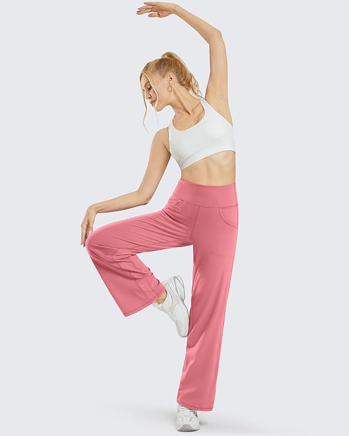 Promover Wide Leg Pants Woman Yoga Pants with Pockets Stretch Loose Casual Lounge Sweatpants Petite/Regular/Tall