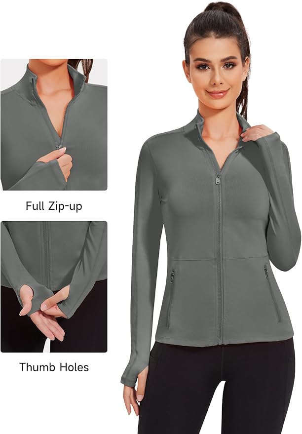 VUTRU Women's Workout Yoga Jacket Full Zip Running Athletic Track Jacket