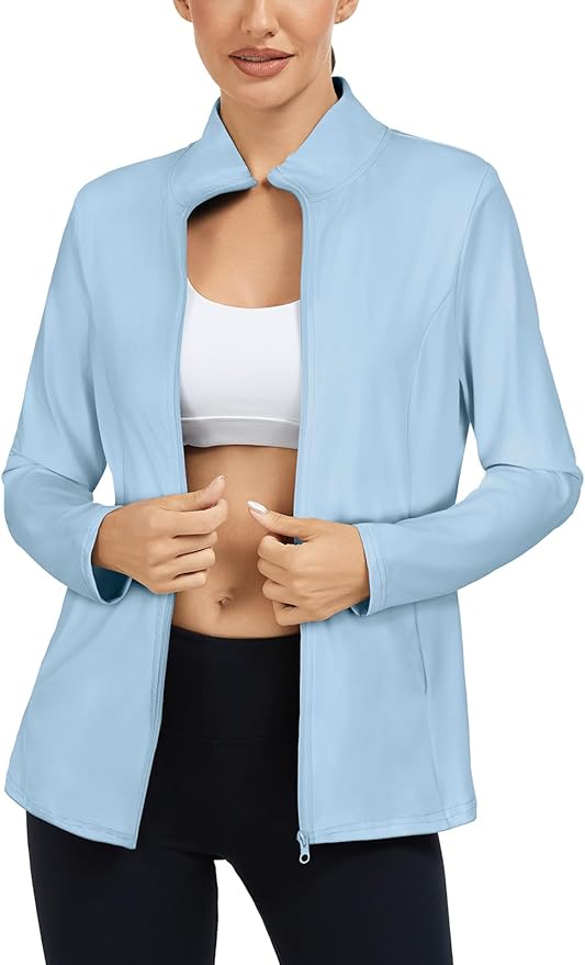 LURANEE Women's Golf Athletic Jackets with Pleated Tennis Skirt Hem Lightweight Full Zip Long Sleeve Shirts with Pockets