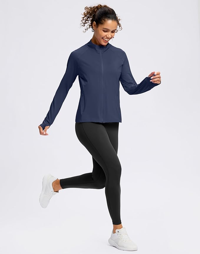 G Gradual Women's Lightweight Athletic Jacket Sun Protection UPF 50+ Zip Up 4 Pockets Long Sleeve Shirts Workout Running